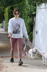 LUCY HALE Out with Her Dogs for a Walk in Los Angeles 04/10/2022