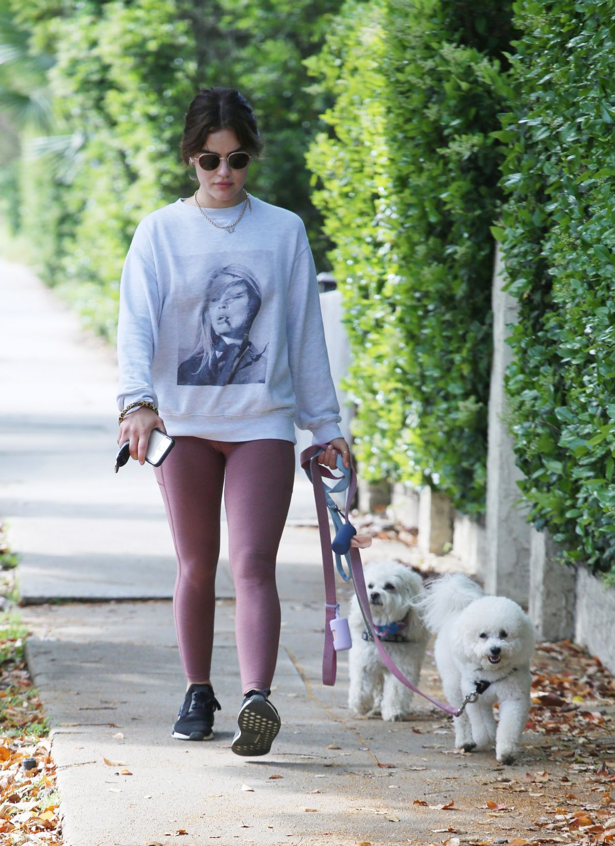 LUCY HALE Out with Her Dogs for a Walk in Los Angeles 04/10/2022 ...