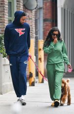 MAYA JAMA and Ben Simmon Out with Their Dog in New York 03/31/2022