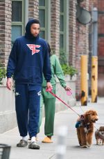 MAYA JAMA and Ben Simmon Out with Their Dog in New York 03/31/2022