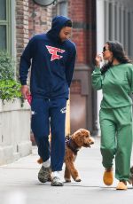 MAYA JAMA and Ben Simmon Out with Their Dog in New York 03/31/2022