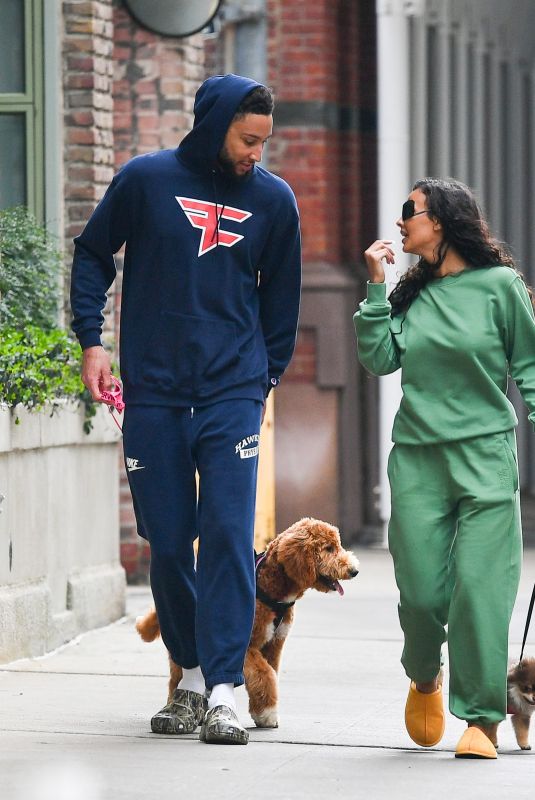 MAYA JAMA and Ben Simmon Out with Their Dog in New York 03/31/2022