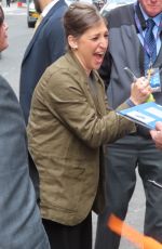 MAYIMBIALIK Signs Autographs to Fans at Late Show with Stephen Colbert in New York 04/04/2022