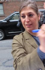 MAYIMBIALIK Signs Autographs to Fans at Late Show with Stephen Colbert in New York 04/04/2022