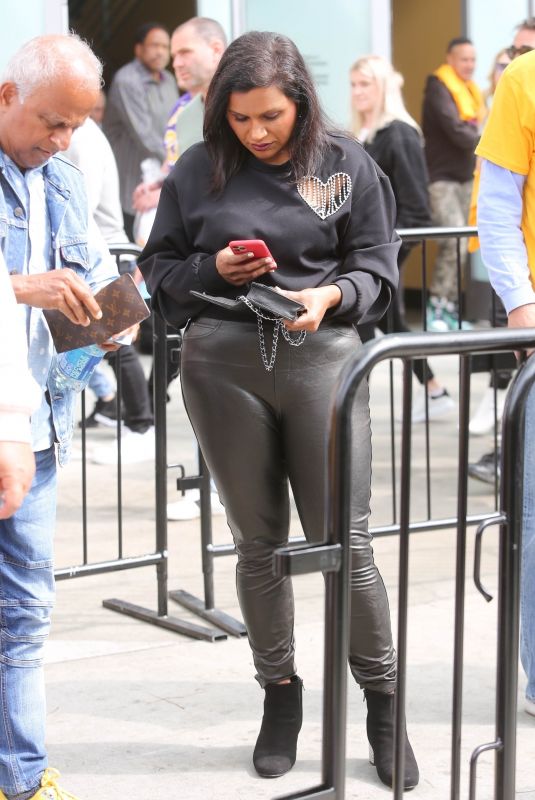 MINDY KALING Leaves Lakers Game at Crypto.com Arena in Los Angeles 04/03/2022