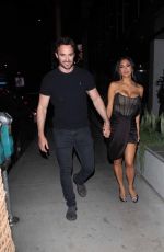 NICOLE SCHERZINGER and Thom Evans Night Out on Sunset Boulevard in Los Angeles 04/10/2022