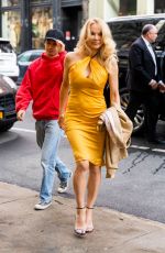 PAMELA ANDERSON and Brandon Thomas Lee Out in New York 04/09/2022