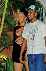 Pregnant RIHANNA and ASAP Rocky at Late Night Dinner in Barbados 04/16/2022