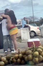 Pregnant RIHANNA at a Local Coconut Stand in Barbados 04/17/2022