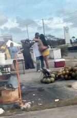 Pregnant RIHANNA at a Local Coconut Stand in Barbados 04/17/2022
