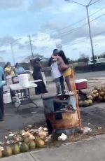 Pregnant RIHANNA at a Local Coconut Stand in Barbados 04/17/2022