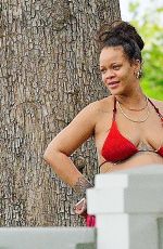 Pregnant RIHANNA in Bikini on Holiday in Barbados 04/18/2022