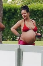 Pregnant RIHANNA in Bikini on Holiday in Barbados 04/18/2022