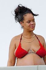 Pregnant RIHANNA in Bikini on Holiday in Barbados 04/18/2022