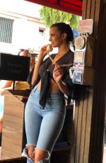 PRISCILLA HUGGINS in Ripped Denim Out in Miami 04/04/2022