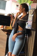 PRISCILLA HUGGINS in Ripped Denim Out in Miami 04/04/2022