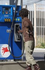 SARA GILBERT at a Gas Station in West Hollywood 04/11/2022