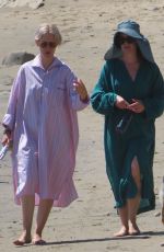 SARAH PAULSON and ELIZABETH REASER Out at Malibu Beach 04/08/2022