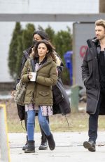 SARAH SHAHI on the Set of Sex/Life in Toronto 04/11/2022