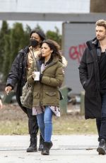 SARAH SHAHI on the Set of Sex/Life in Toronto 04/11/2022