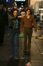 SASHA LANE on the Set of The Crowded Room in New York 03/31/2022