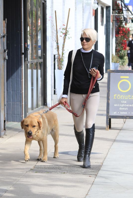 SELMA BLAIR Out for Coffee with Her Dog in Los Angeles 04/16/2022