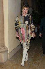 SHARON STONE Leaves a Business Dinner at Maybourne Hotel in Beverly Hills 04/12/2022