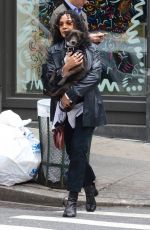 TESSA THOMPSON Out with Her Dog in New York 04/26/2022