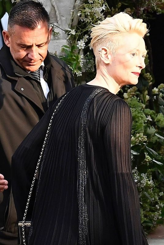 TILDA SWINTON Arrives at Chanel Event at Palazzo Zeno in Venice 04/19/2022