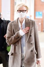 TILDA SWINTON Arrives at International Airport in Venice 04/19/2022