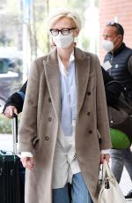 TILDA SWINTON Arrives at International Airport in Venice 04/19/2022