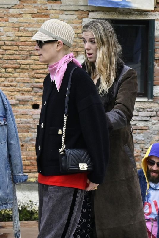 TILDA SWINTON Out with Her Daughter HONOR BYRNE and Boyfriend Sandro Kopp in Venice 04/20/2022