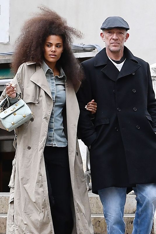 TINA KUNAKEY and Vincent Cassel Out in Venice 04/22/2022