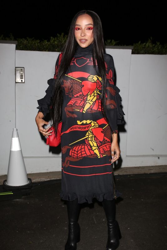 TINASHE Arrives at a Burberry Party in Los Angeles 04/19/2022