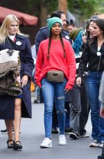 ZOE SALDANA Out in Disneyland 04/02/2022