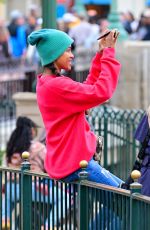 ZOE SALDANA Out in Disneyland 04/02/2022