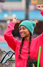 ZOE SALDANA Out in Disneyland 04/02/2022