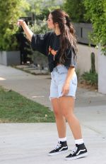 ADDISON RAE in Denim Shorts Out in West Hollywood 05/21/2022