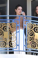 ALESSANDRA AMBROSIO on the Balciny of Hotel Martinez in Cannes 05/19/2022