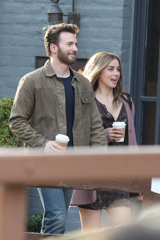 ANA DE ARMAS and Chris Evans on the Set of Ghosted in Washington, DC 05/04/2022