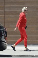 BRIGITTE NIELSEN and Mattia Dessi Out for Lunch in Los Angeles 05/26/2022