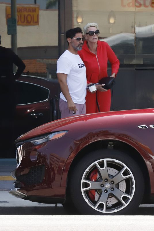 BRIGITTE NIELSEN and Mattia Dessi Out for Lunch in Los Angeles 05/26/2022