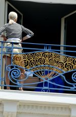 CARO DAUR on the Balcony of Martinez Hotel in Cannes 05/26/2022