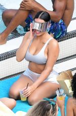 CHANEY JONES in a Silver Latex Bikini at a Pool Party in Miami 05/14/2022
