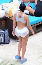 CHANEY JONES in a Silver Latex Bikini at a Pool Party in Miami 05/14/2022