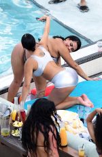 CHANEY JONES in a Silver Latex Bikini at a Pool Party in Miami 05/14/2022
