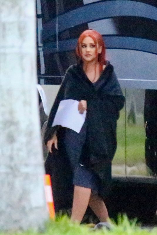 CHRISTINA AGUILERA Prepares to Film Her Music Video in Miami 03/10/2022