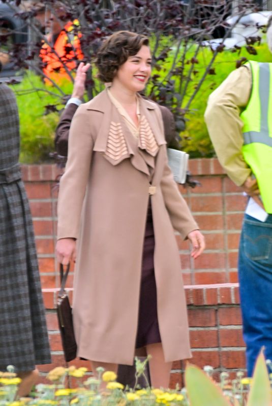 FLORENCE PUGH on the Set of Oppenheimer in Los Angles 04/28/2022