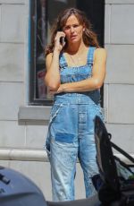 JENNIFER GARNER in Denim Overalls on the Set of The Last Thing He Told Me in Los Angeles 05/11/2022