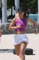 JENNIFER NICOLE LEE and SAVANNAH CHRISHLEY at a Workout Session at a Beach in Miami 05/12/2022